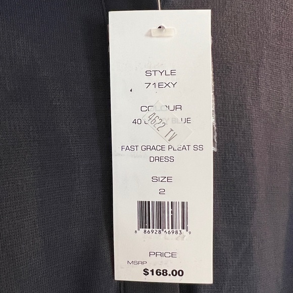 FRENCH CONNECTION Navy Shirt Dress with chiffon drawstring SZ 2 - Picture 7 of 11